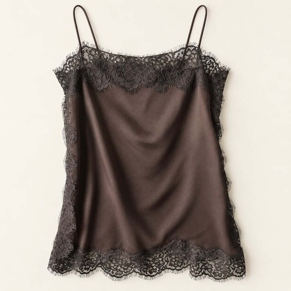 Zara Chocolate Satin Lace Cami Top 90s Boudoir Fairy Grunge XS
